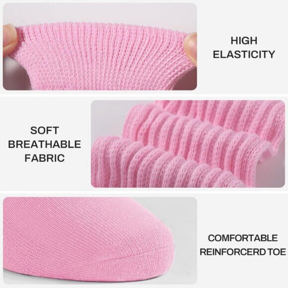 ⚡Women Pink Slouch Socks Scrunch Knee High Slouchy Socks - Picture 4 of 7